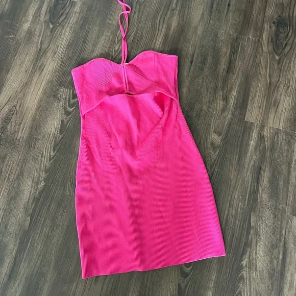 Jonathan Simkhai pippa halter mini dress in azalea - Picture 2 of 7